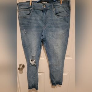 Express cropped legging distressed knee jeans size 14